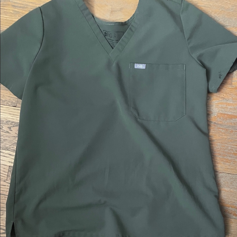 Figs moss green scrub top